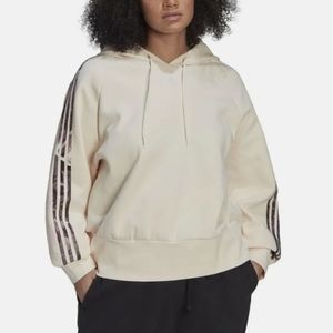 Adidas Women's Floral 3-Stripe Cream Hoodie size 2X